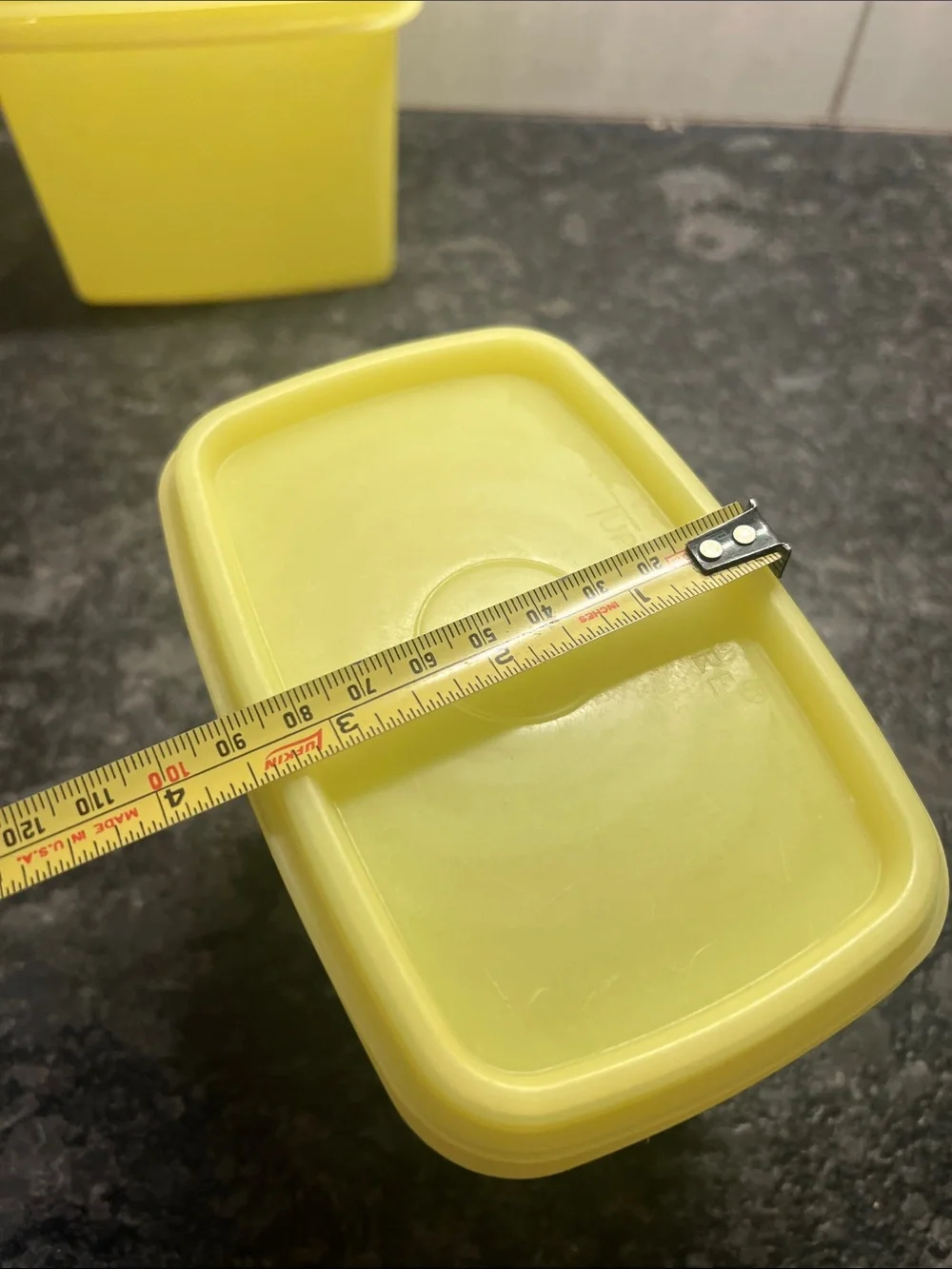 Set of 2 Yellow TUPPERWARE Plastic Food Storage Containers - Exc condition